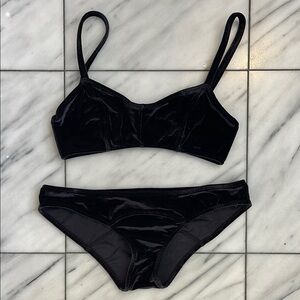 LISA MARIE FERNANDEZ Black Velvet Bikini swimsuit size 1 - XS